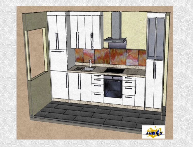 Diseño de cocina con frontal en vidrio artistico IV