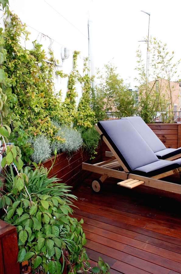 Diseño de jardín en ático. Jardín urbano. Madrid. 