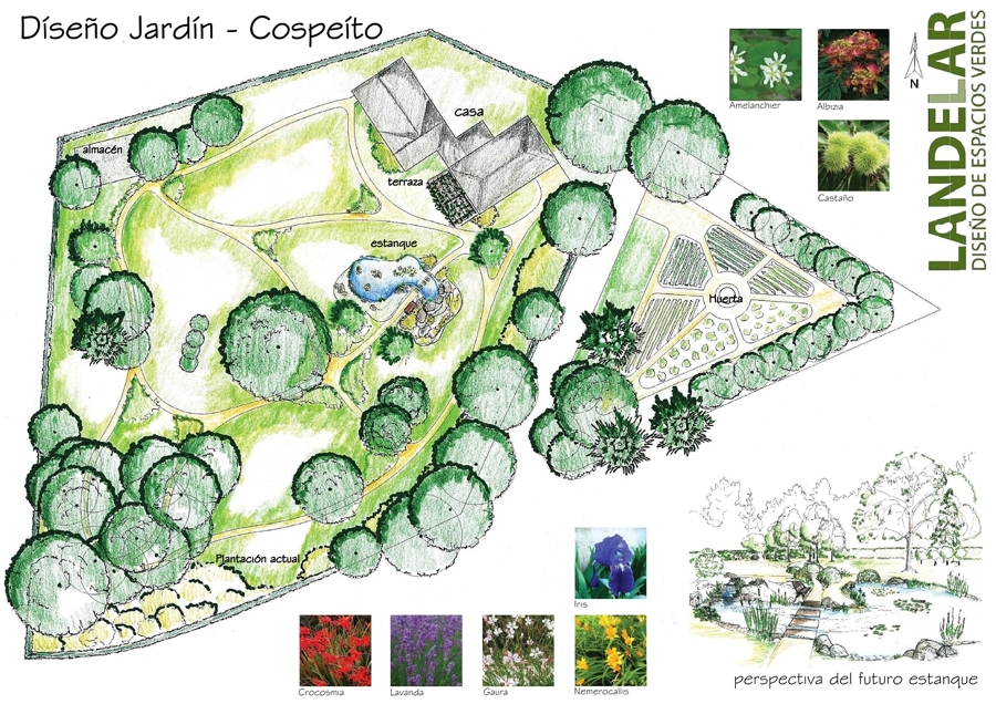 Diseño de un jardin con estanque en Cospeito