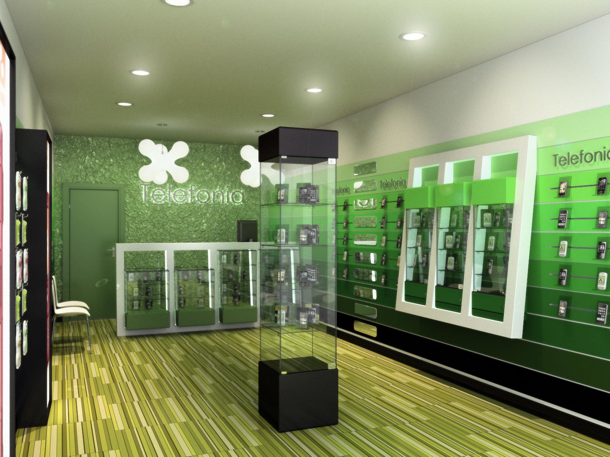 Diseño interiorismo de tienda telefonia móvil para red nacional