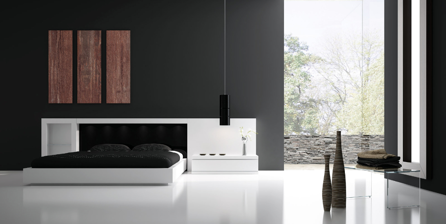 Dormitori Area lacat blanc mate/trassera negre