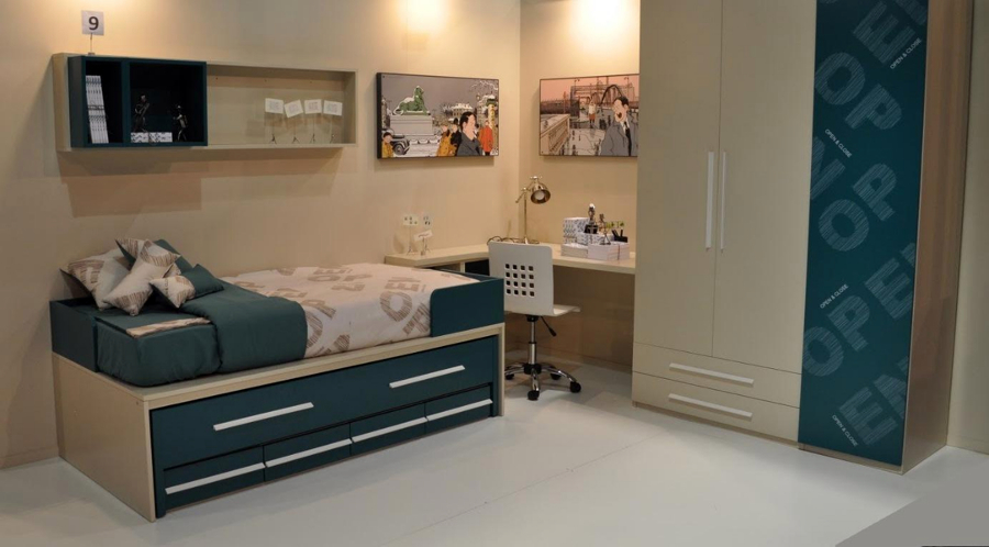 dormitorio juvenil con textil a conjunto