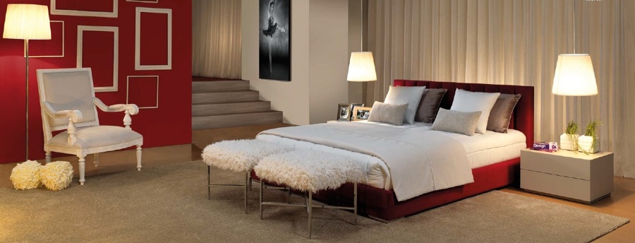 Dormitorio cama en rojo