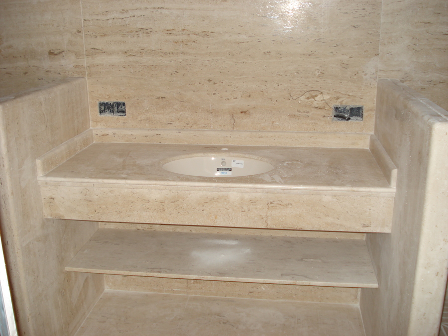 Encimera de lavabo en marmol travertino