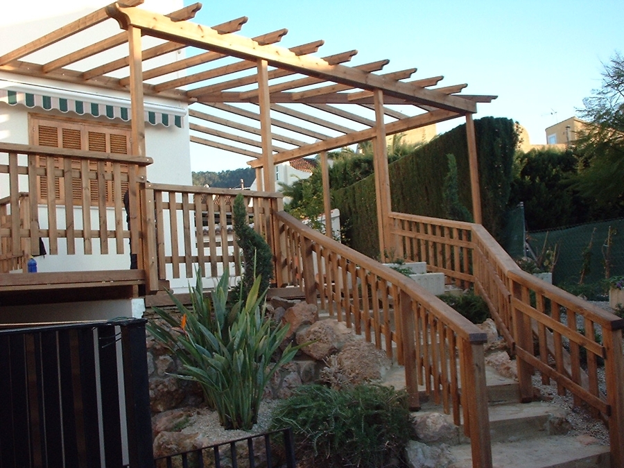 pergola, escalera y barandilla