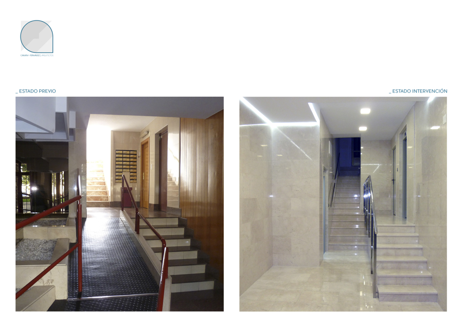 Adecuación de zaguán y bajada a cota de acceso en edificio de viviendas