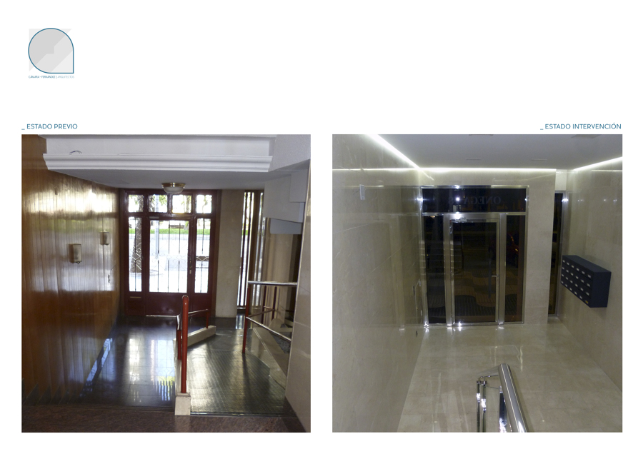 Adecuación de zaguán y bajada a cota de acceso en edificio de viviendas