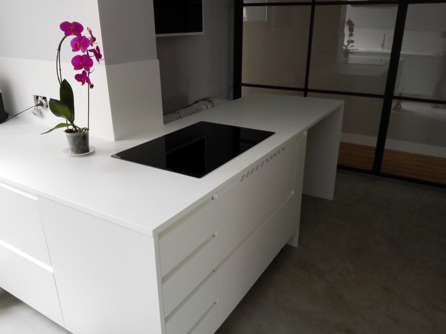 Encimera de cocina Corian blanco