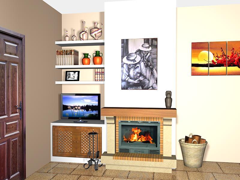 Estanterías de Pladur y Chimenea