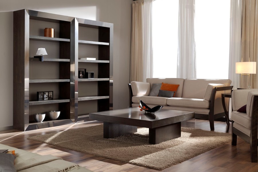 Estanterías Nogal Español y Acero