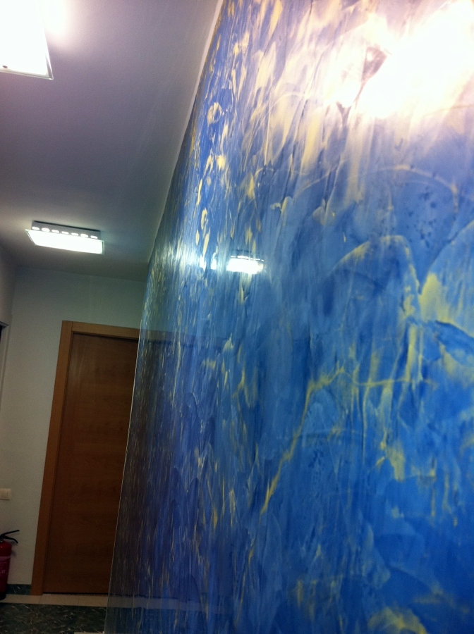 estuco 3 tonos ,terminacion estuco dorado