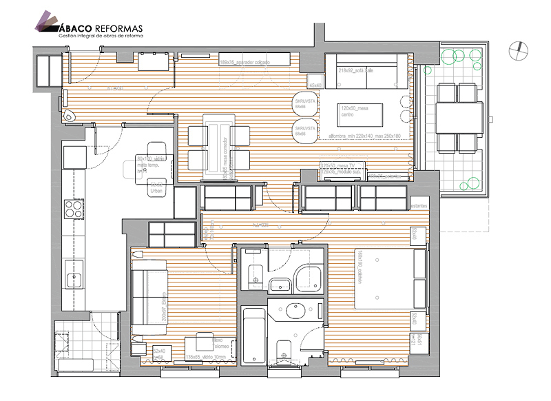 Estudio de distribución interior y amueblamiento de vivienda