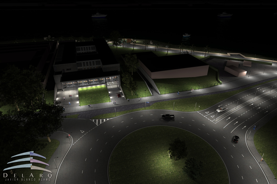 Fase acabados noche edificio administrativo Algeciras