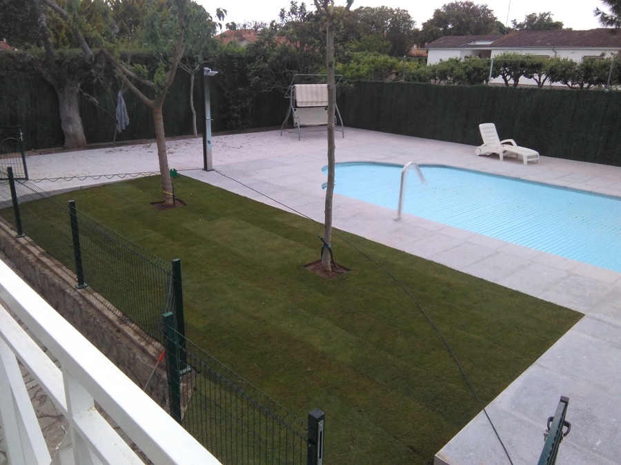 Decoración de suelo de piscina en granito