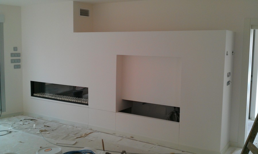 Chimenea de gas con mueble para television