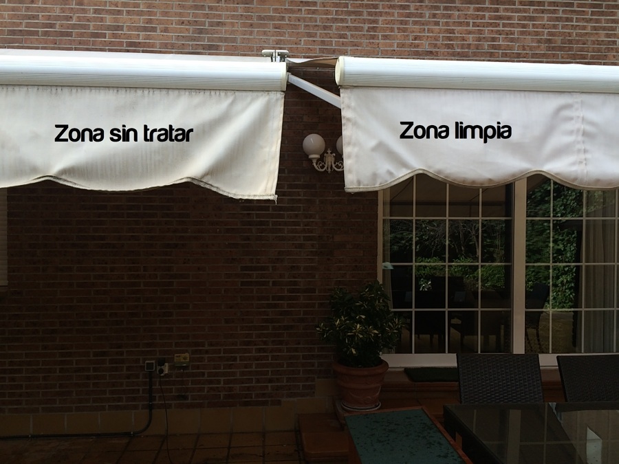 Limpieza de toldo blanco