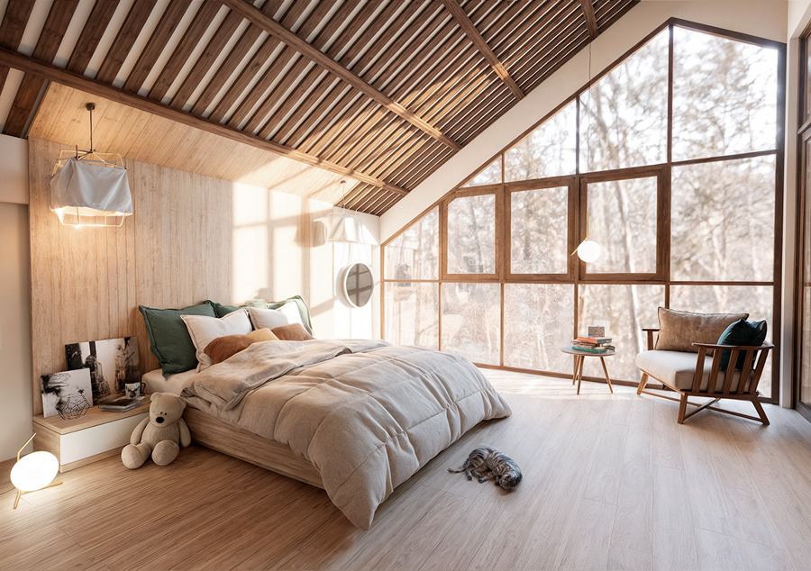 Renderizado 3D Dormitorio