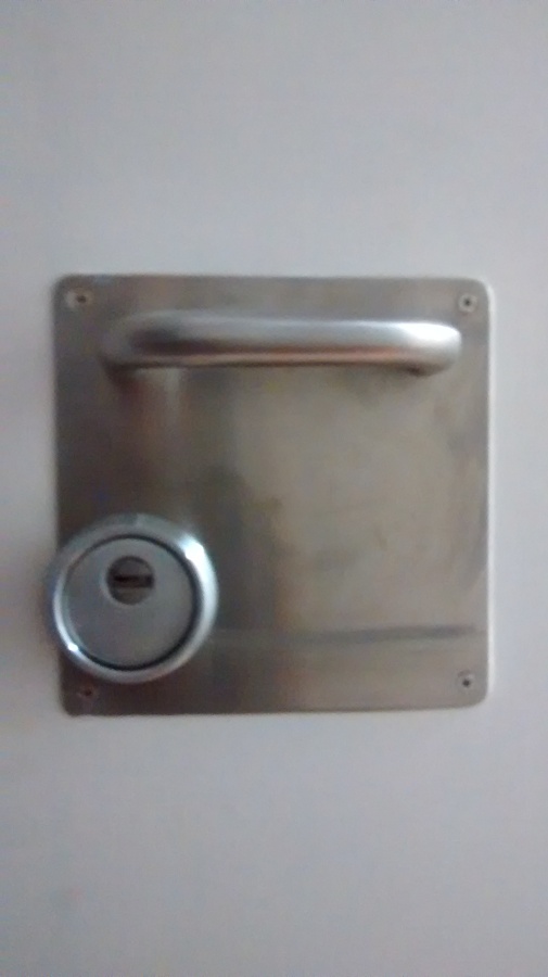 Escudo DISEC sobre plancha de Acero Inoxidable