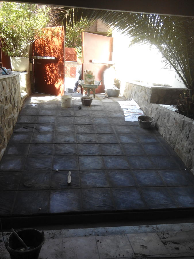 Rampa de garaje solado con terrazo