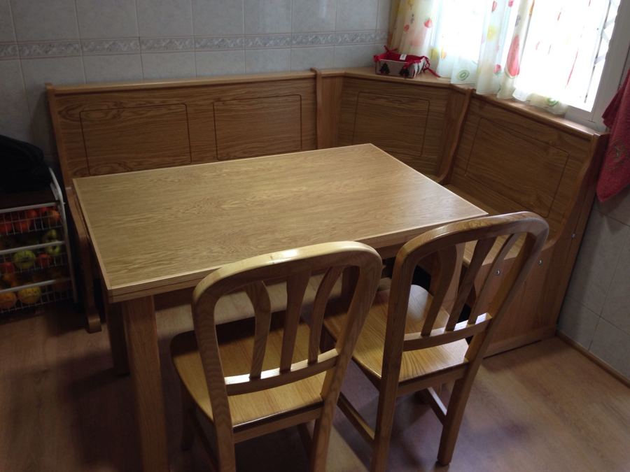 Banco cocina roble pantografiado