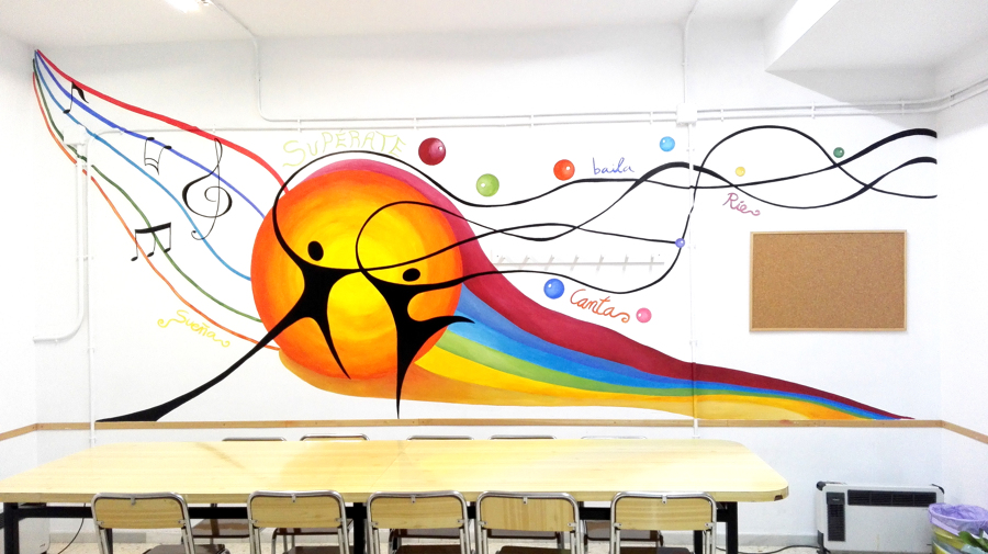 Proyecto para "La paz" JÓVENES.  Pintura Mural para "La parroquia del barrio LA PAZ" Sala Jóvenes