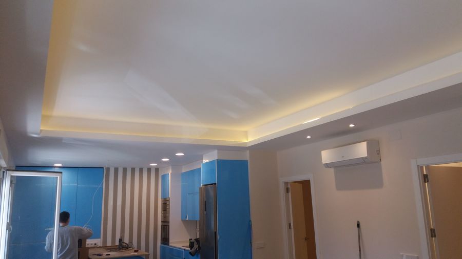 techo de pladur con candileja para iluminacion led