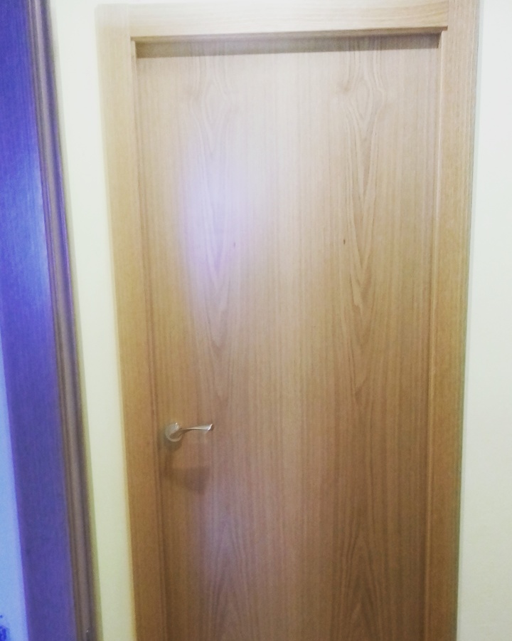 Puerta UNIARTE en roble barnizado ciega .