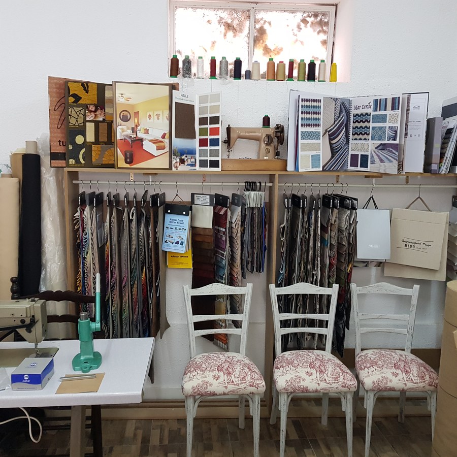 Muestrario de telas.