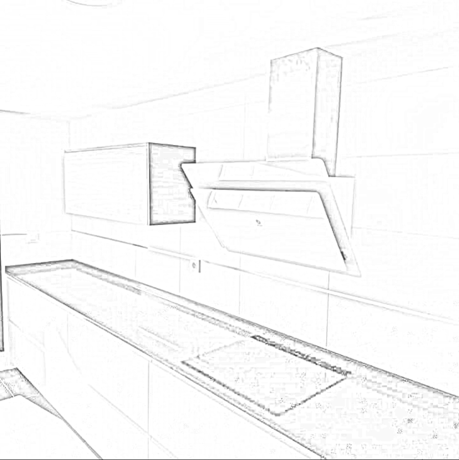 Diseño de cocina en obra