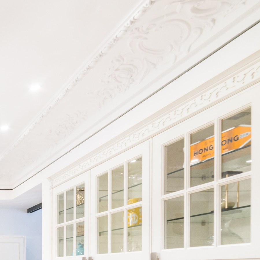 Detalle de Moldura con difusores lineales para Aire Acondicionado