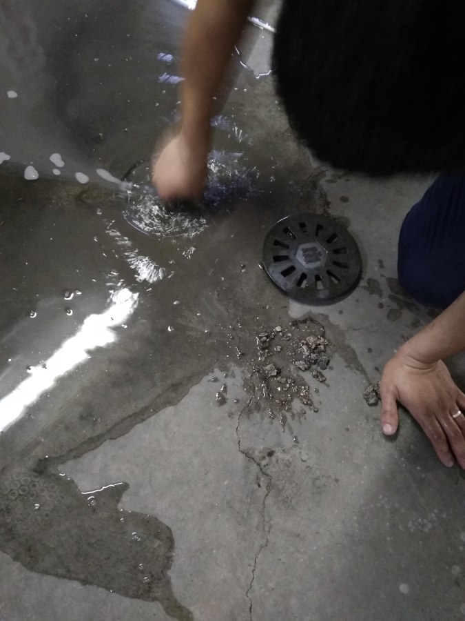 Obstrucción de piedras y restos en desagüe