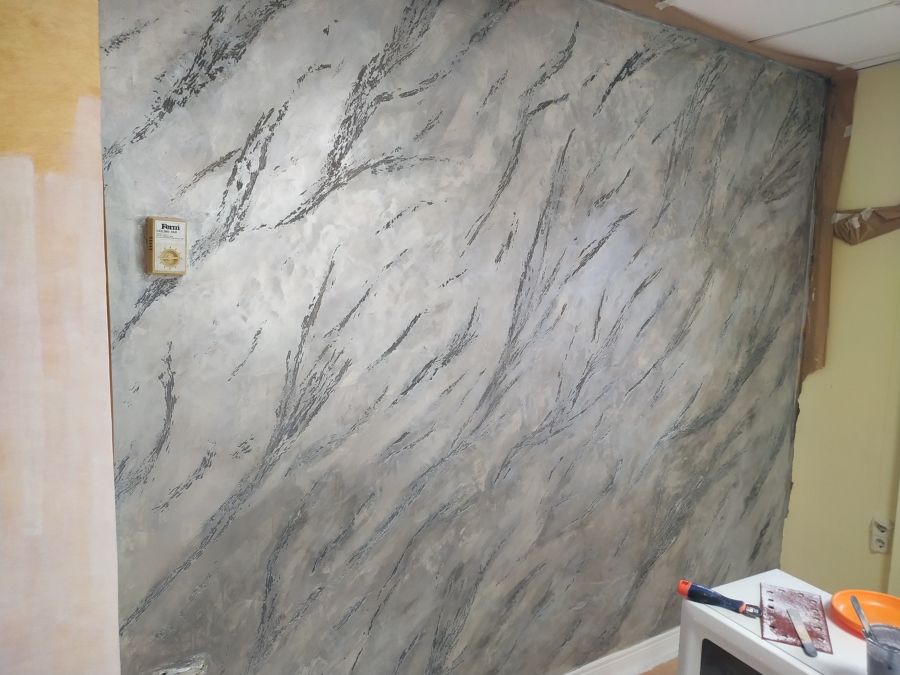 Pared piedra partida gris perlado