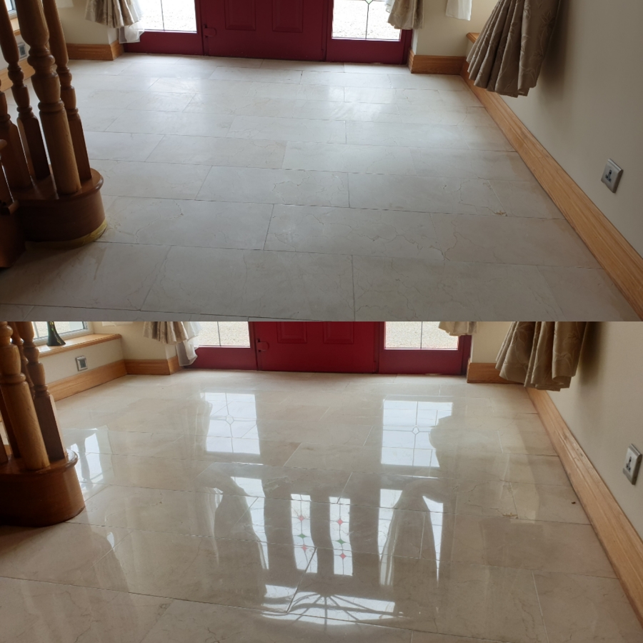 Restauración de suelos de mármol - Antes y después