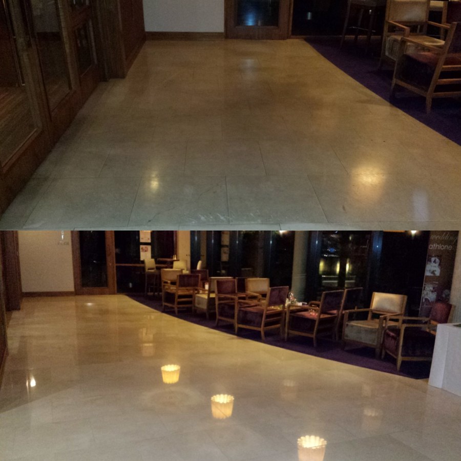 Restauración de suelos de mármol - antes y después