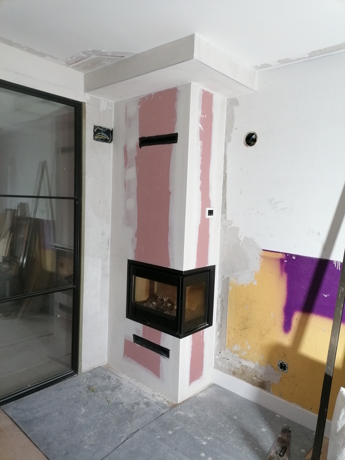 Forrado de chimenea con placa resistencia al fuego