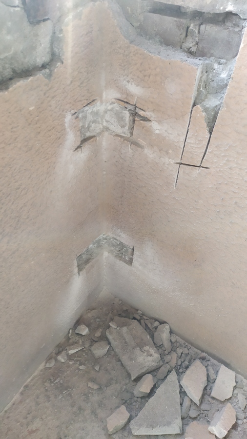 Grieta en fachada corregida