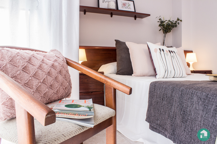 detalle dormitorio después de estilismo y Home Staging