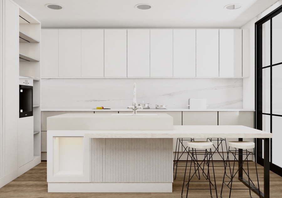 Cocina confortable y elegante.