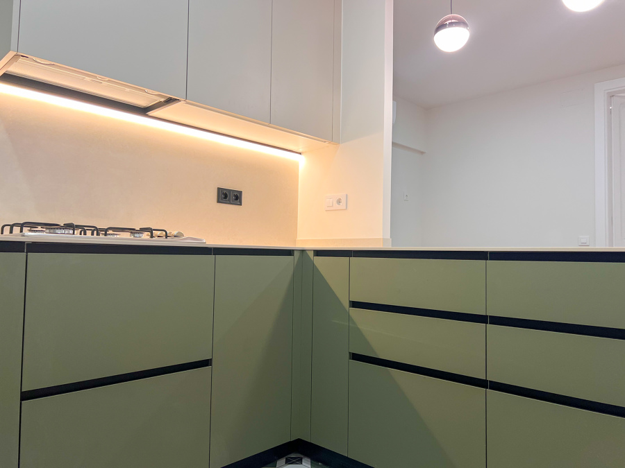 Cocina moderno verde suave