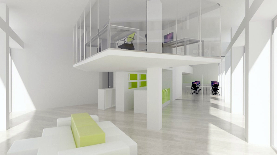 Infografía de espacio para Oficinas