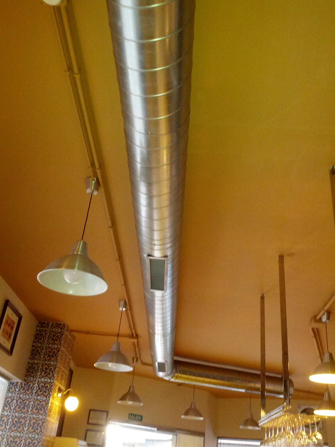 Instalacion vista conducto galvanizado.