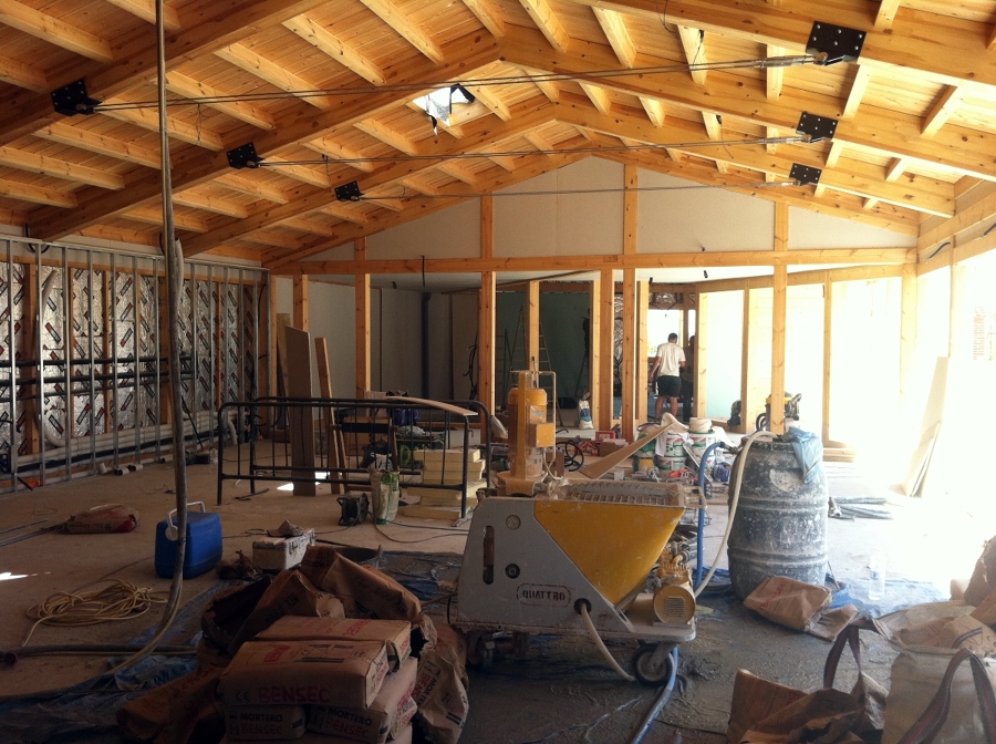 interior de aislantes y pladur.