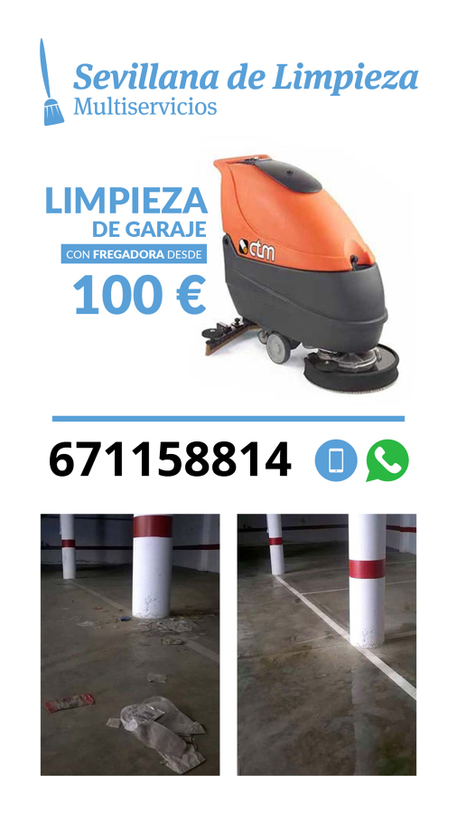 Limpieza de garaje con fregadora