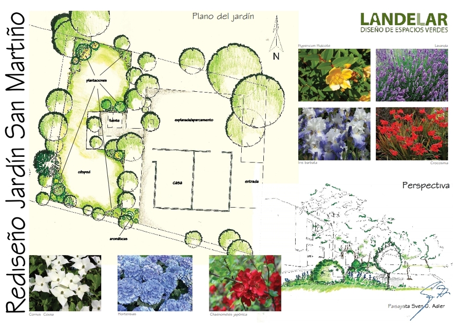 Jardin de una casa unifamiliar restaurada