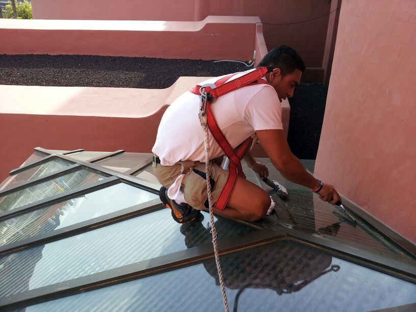 Limpieza de cristales en altura