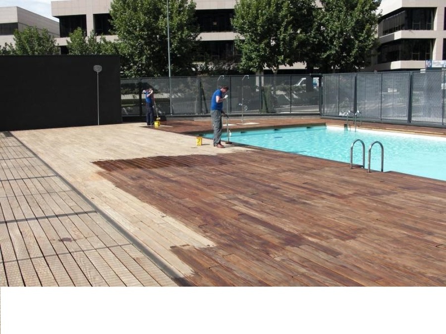 Limpieza maderas porches piscia