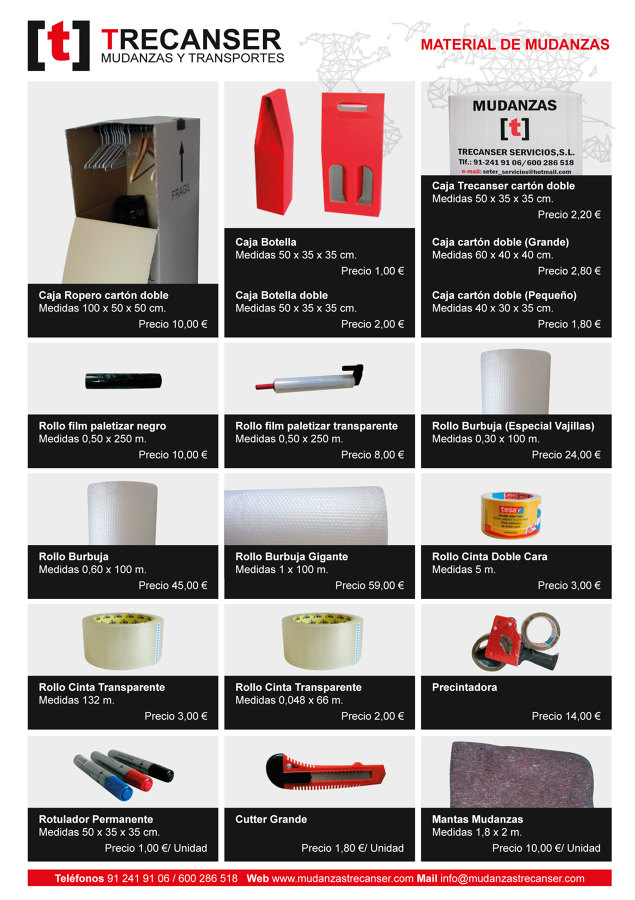 LISTA DE PRECIOS DE MATERIAL DE EMBALAJE