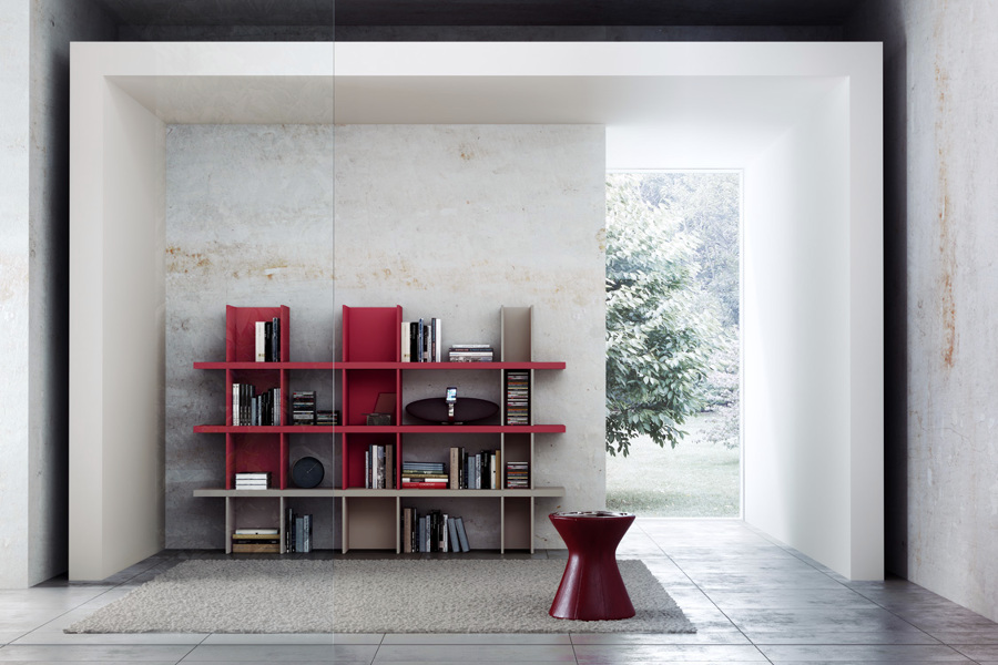 Llibreria TK.2 lacada vermell mate / gris mate