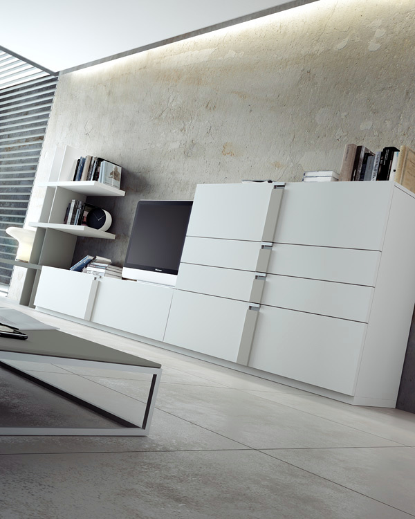 Menjador TK.2 lacat blanc mate tirador cromat