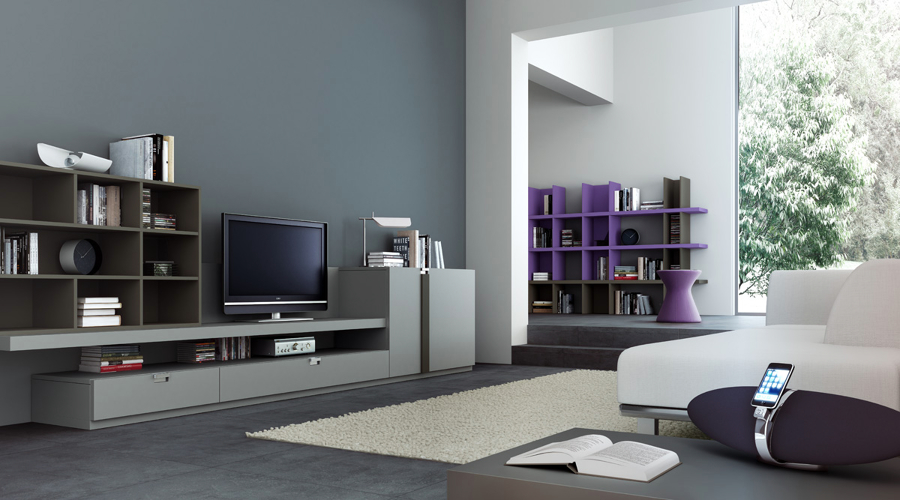 Menjador TK.2 lacat gris mate amb llibreria